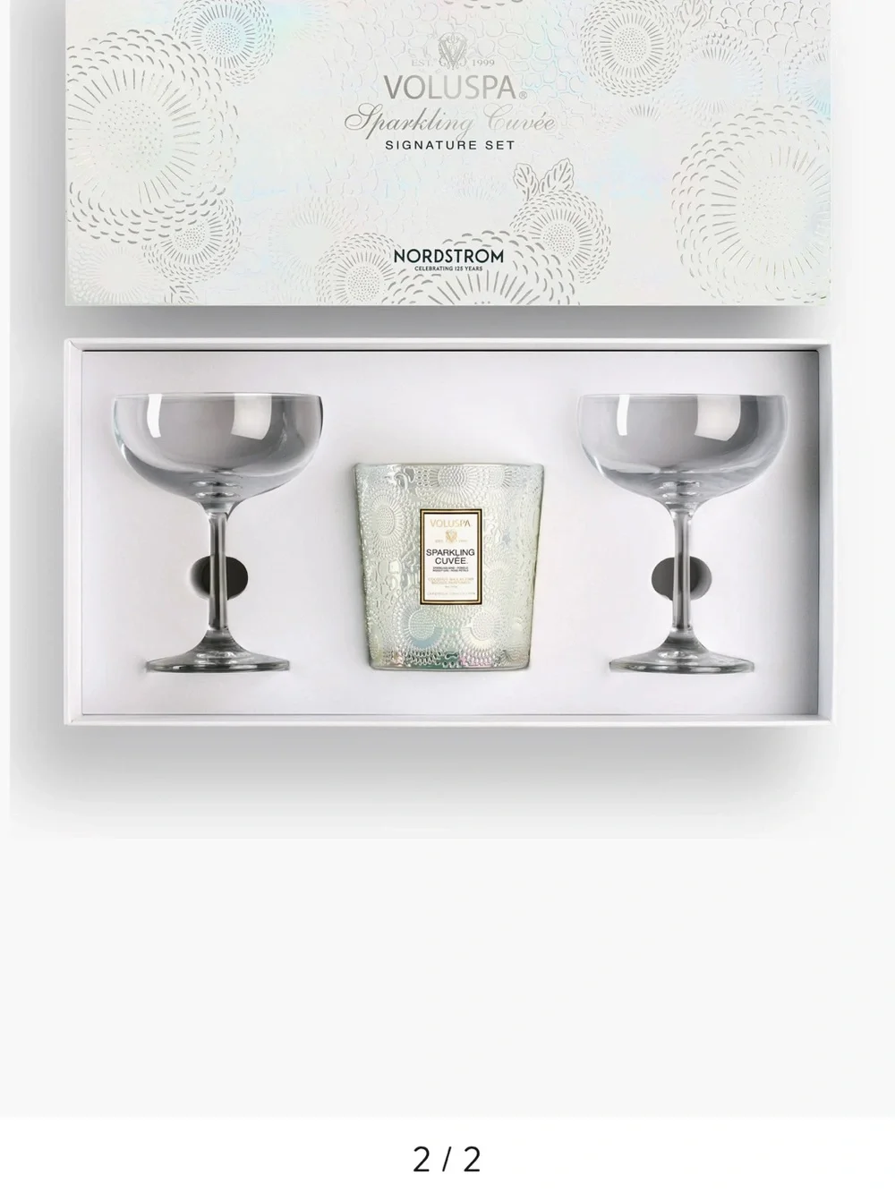 Voluspa Sparkling Cuvée Signature Candle & Glass Set
